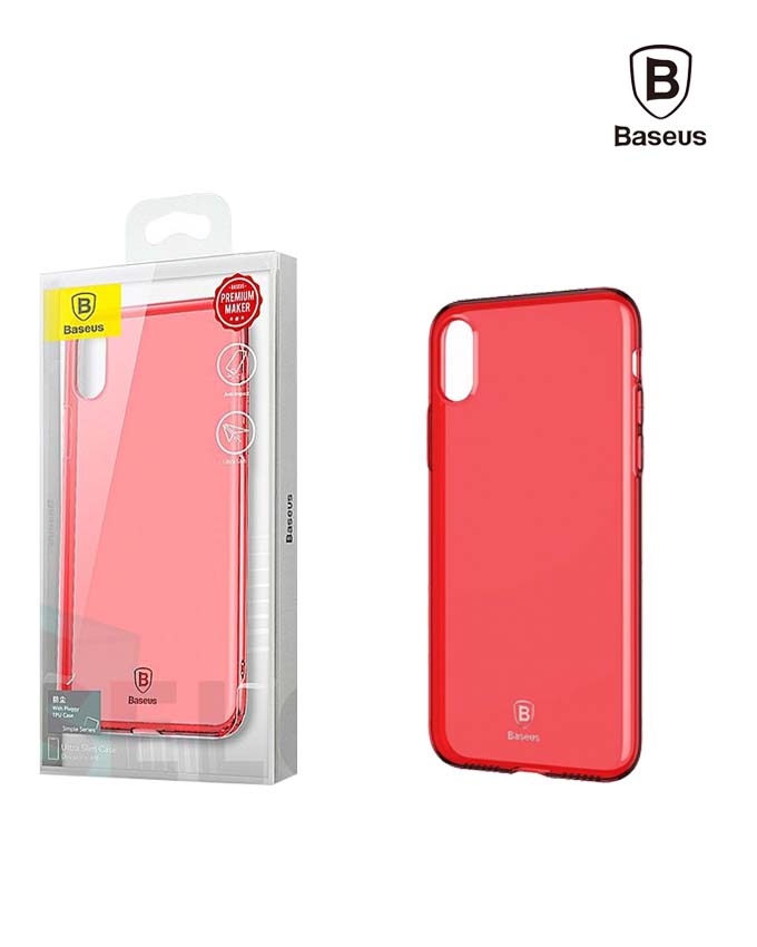 Baseus Simple Series Case for iPhone X - Transparent Red (ARAPIPHX-B09)